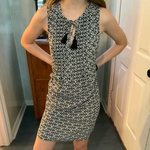 Black and white floral dress.